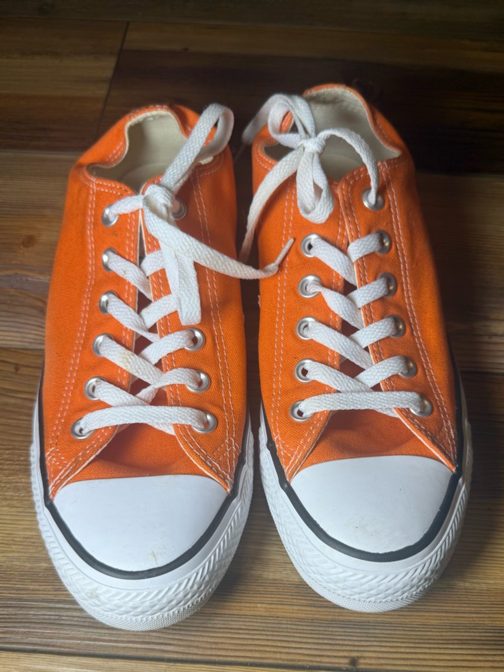 Converse All Star Low Top Sneakers Orange Canvas Womens 9 Mens 7 Casual Shoes